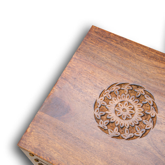 SATTVA Antique Finish Handmade Square Wooden Stools